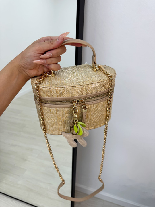 BOLSO POUCH RAFIA CAMEL BOLSO POUCH RAFIA CAMEL